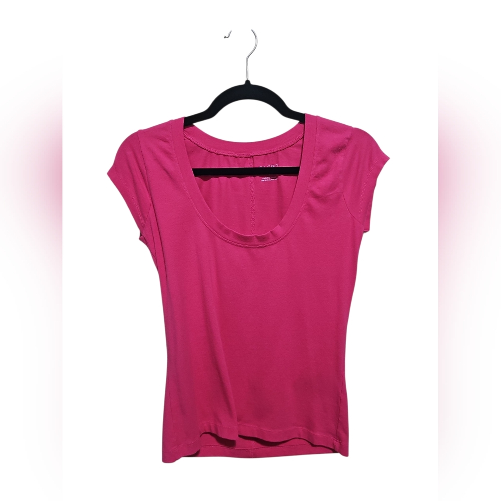 Pilcro Pink Shortsleeve Fitted Women's Deep Rounded Neck T-shirt Sz S NWT